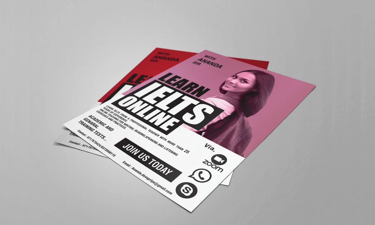 Learn IELTS Online course flyer design