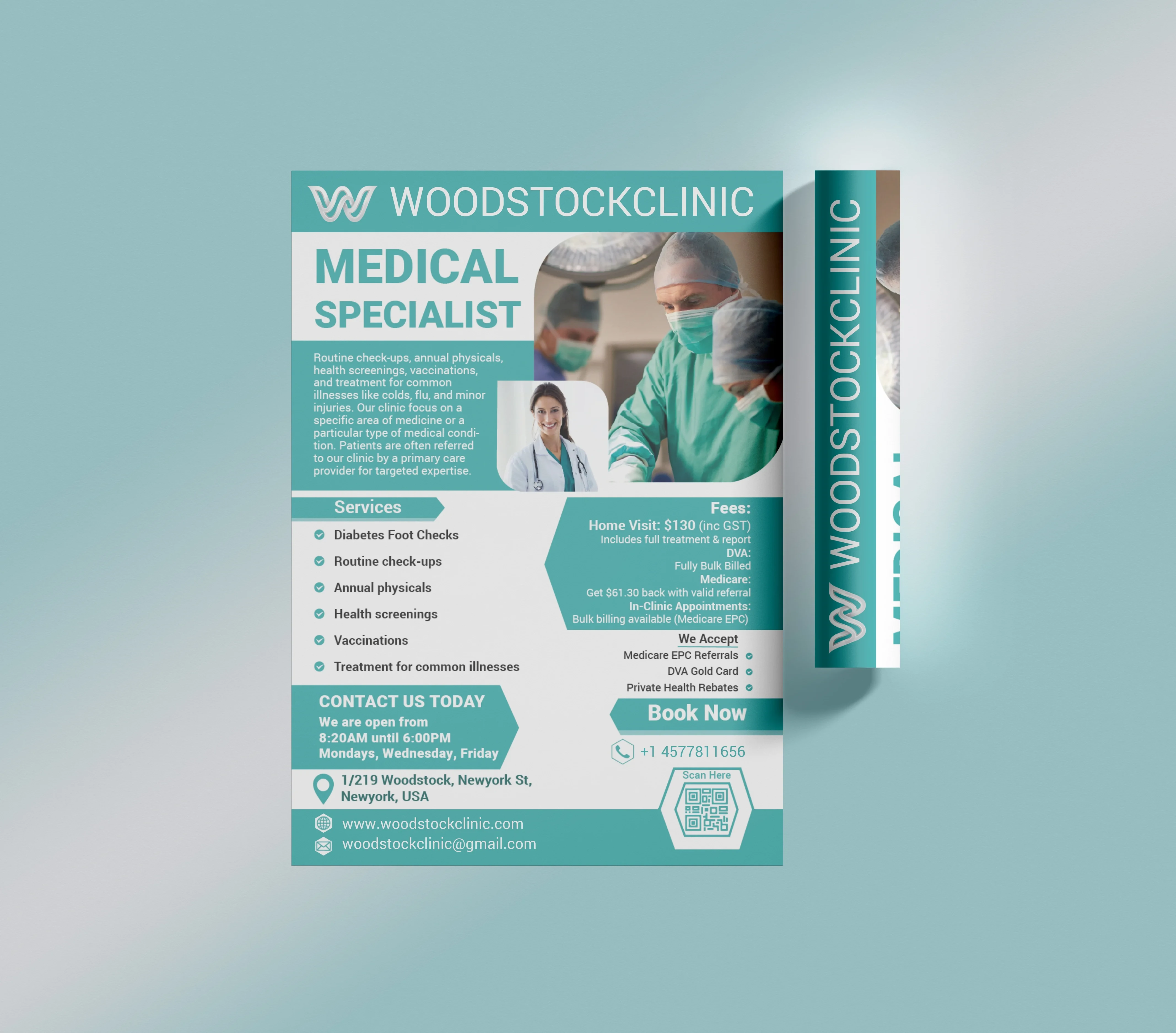 Woodstock Clinic healthcare flyer design